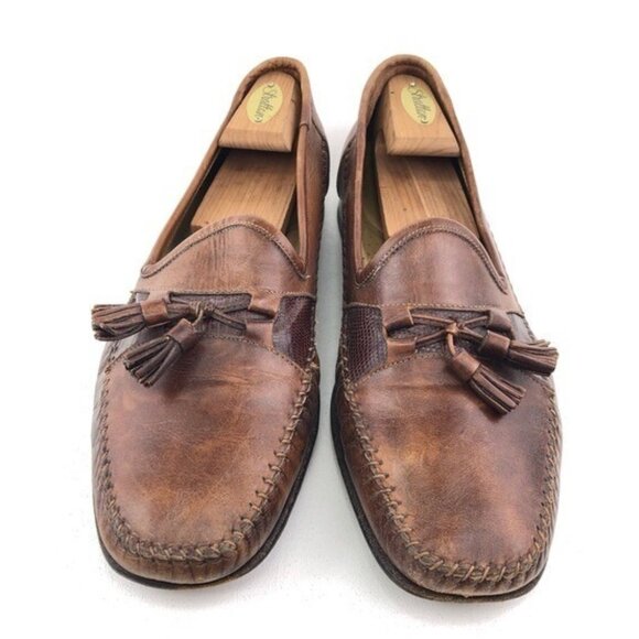 Santoni Brown Leather Kiltie Tassel Loafers 11D main image 8